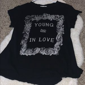 Wild fox young and in love black T-shirt